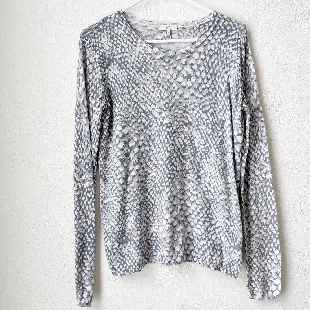 JOIE Sweater Feronia Women's Gray Snakeskin Knit Crewneck Sz SMALL Wool Blend
